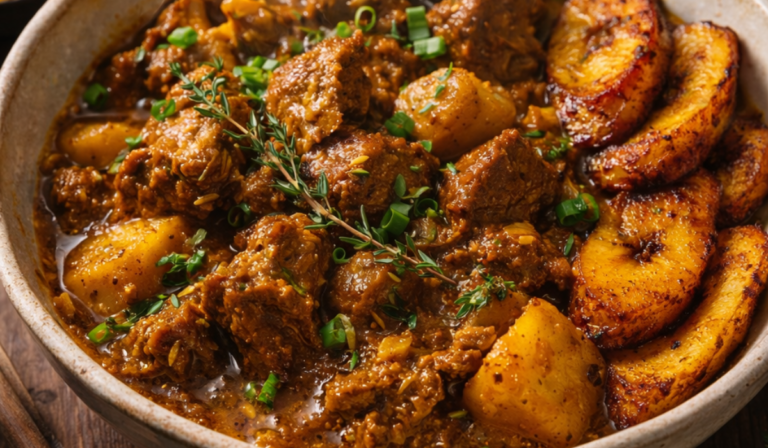 Curry Goat with Plantains